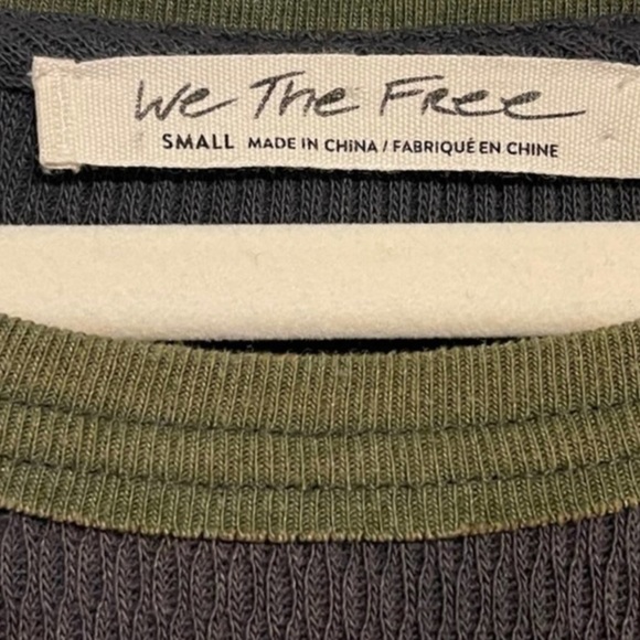 EUC Free People LoneStar Patchwork Thermal Waffle Knit Top Charcoal Small - Picture 12 of 12